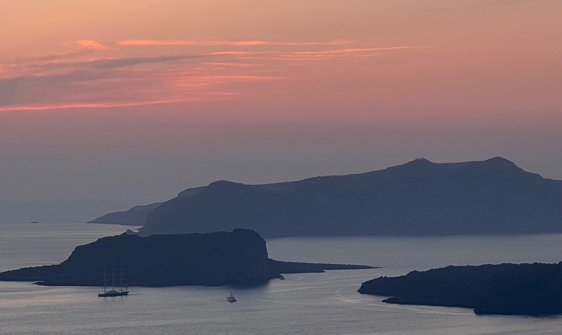 Viewing the sunset in Megalochori, Santorini